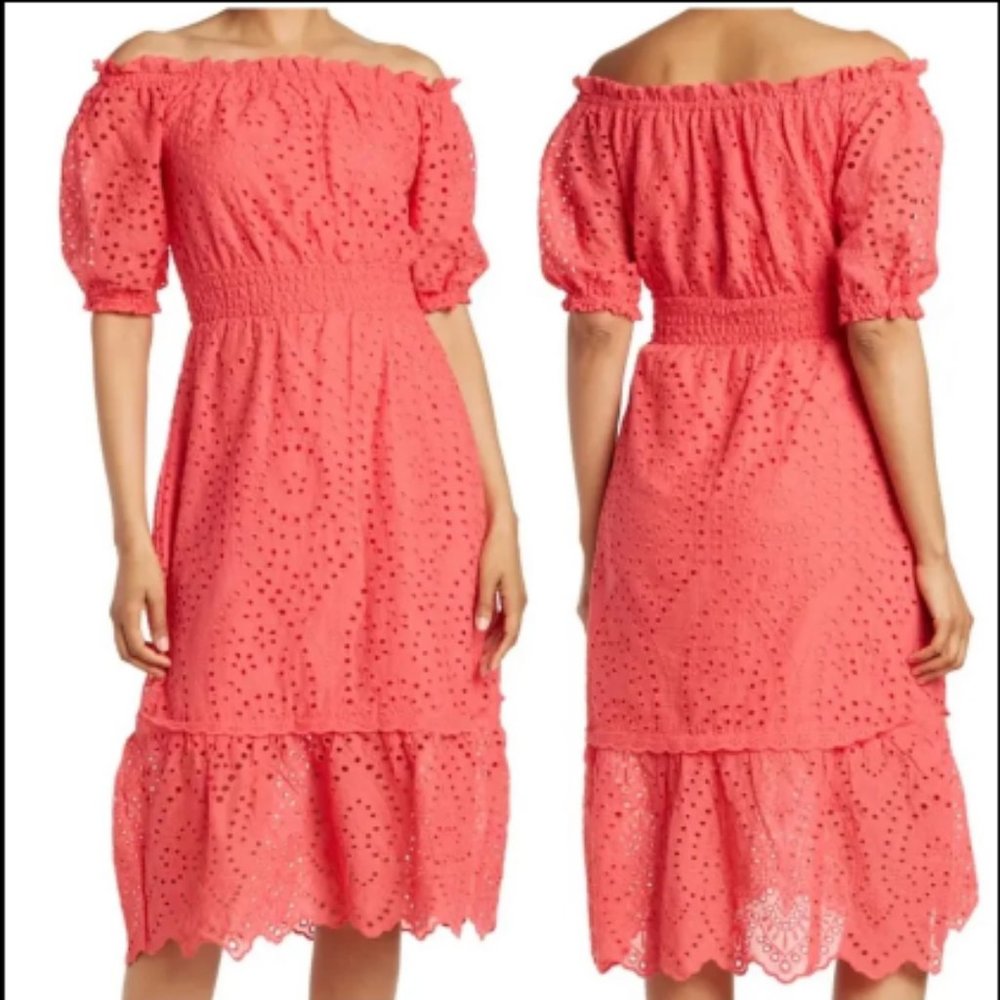 Betsy Johnson Dark Pink Dress eyelet lace With Lining Sz Small